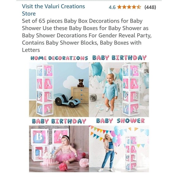 65 pieces Baby Box Decorations for Baby Shower ,balloons, Letters - Picture 5 of 9